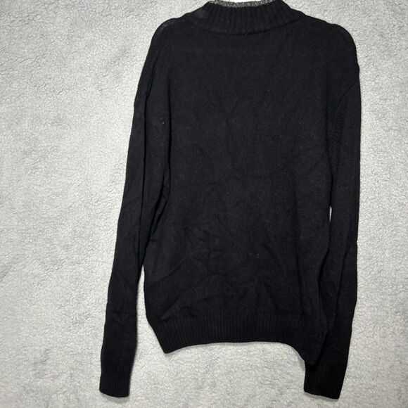 Iceland Made In Italy Men’s Large Black 1/4 Zip Pullover Sweater 80% Wool - Picture 2 of 7